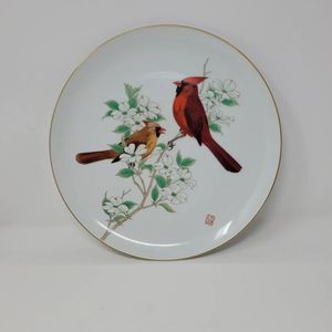 Fukagawa Arita Porcelain Plate Cardinal and Dogwood WF-0201 Made in Japan